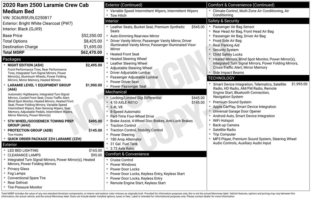 ram ram 2500 pickup 2020 3C6UR5FJ9LG250817 image ram ram 2500 pickup 2020 3C6UR5FJ9LG250817 image